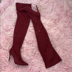 LILIANA Over the knee Burgundy Suede Boots